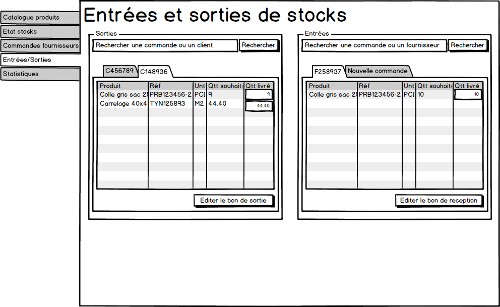 Entrées et sorties de stocks