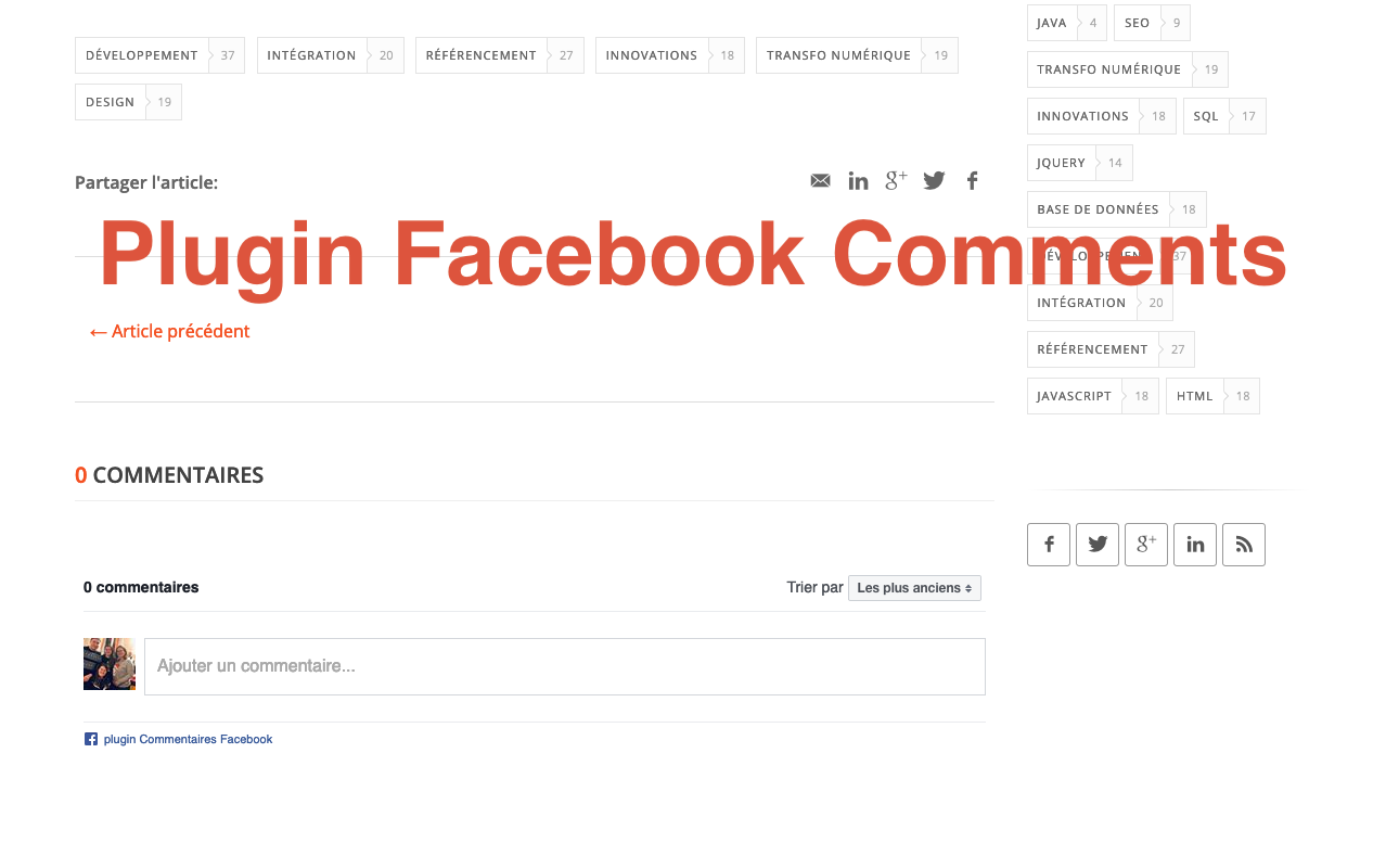 Facebook Comments sur notre site